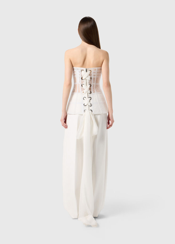 Chiffon bustier dress with chantilly lace  Blumarine - large image number 1