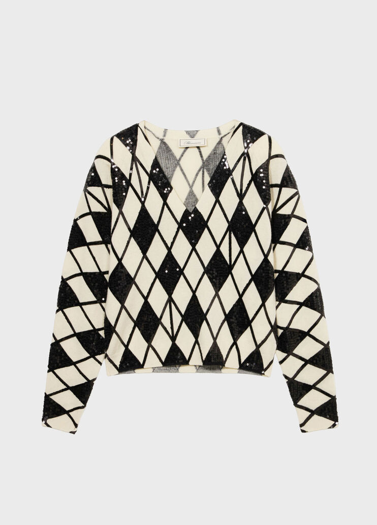 Diamond-knit wool and cashmere jumper with sequins  Blumarine - medium