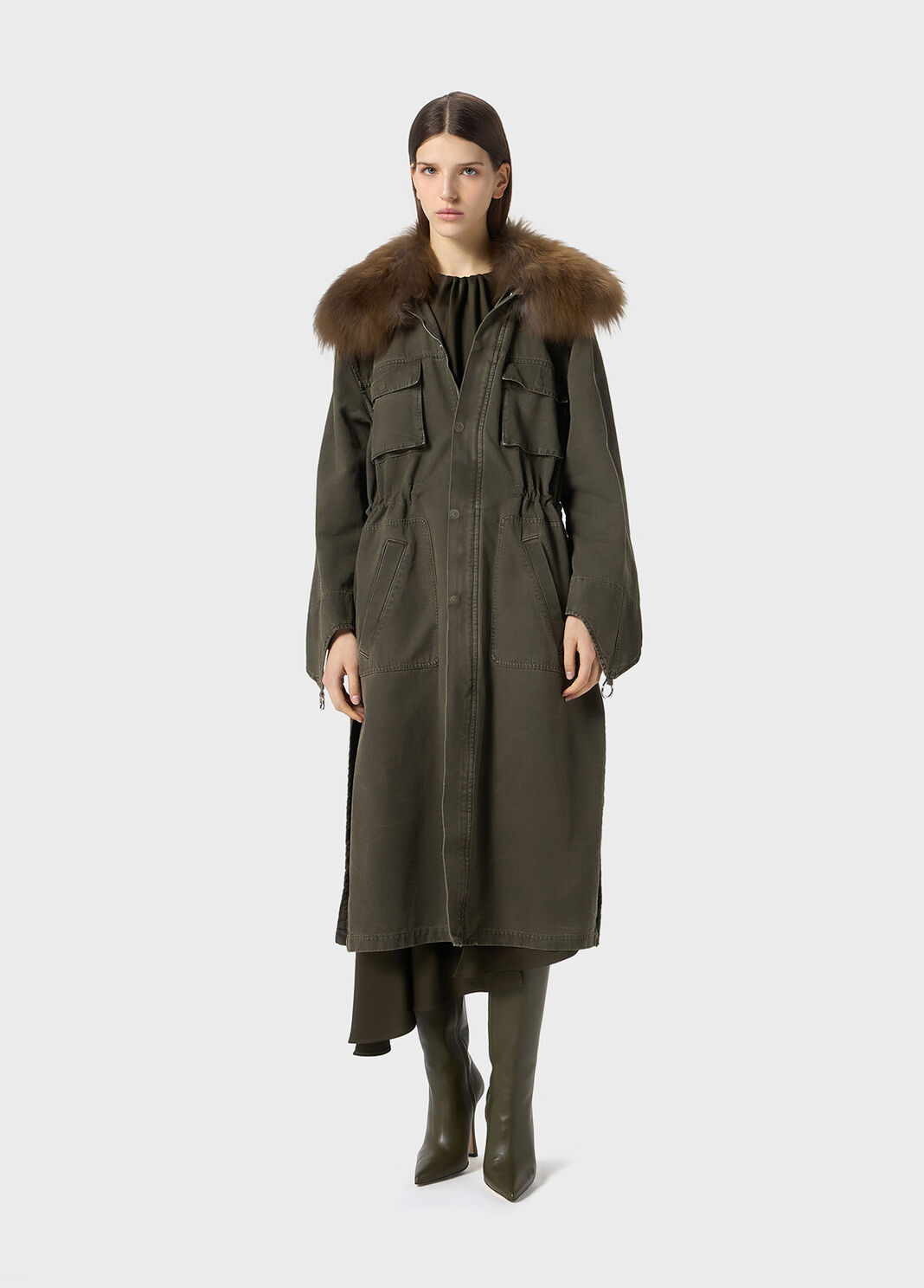 Canvas parka jacket with faux fur collar  Blumarine - large image number 3