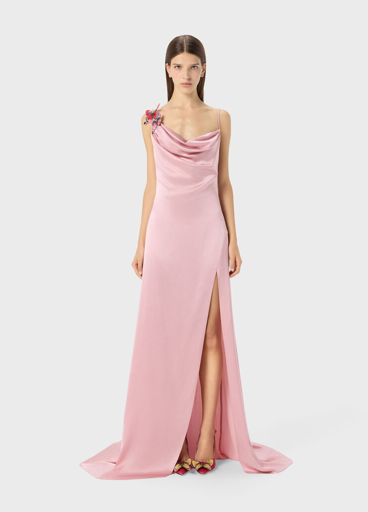 Robe longue en satin avec papillon et fente  Blumarine - medium