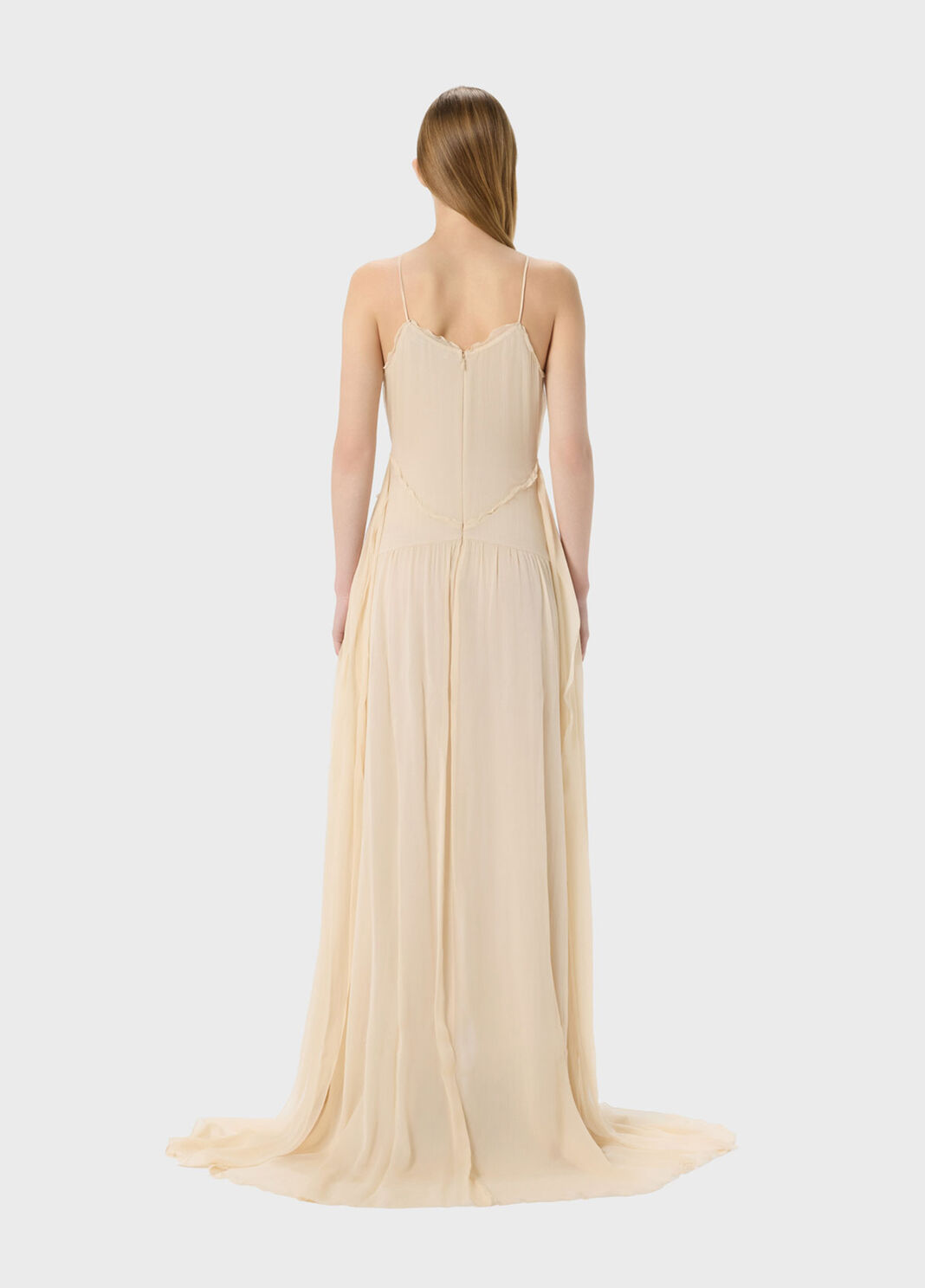 Long georgette dress with 3D rose and flounced detailing  Blumarine - large image number 1