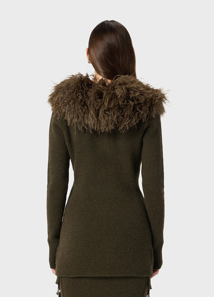 Wool cardigan with feather collar  Blumarine - large image number 1