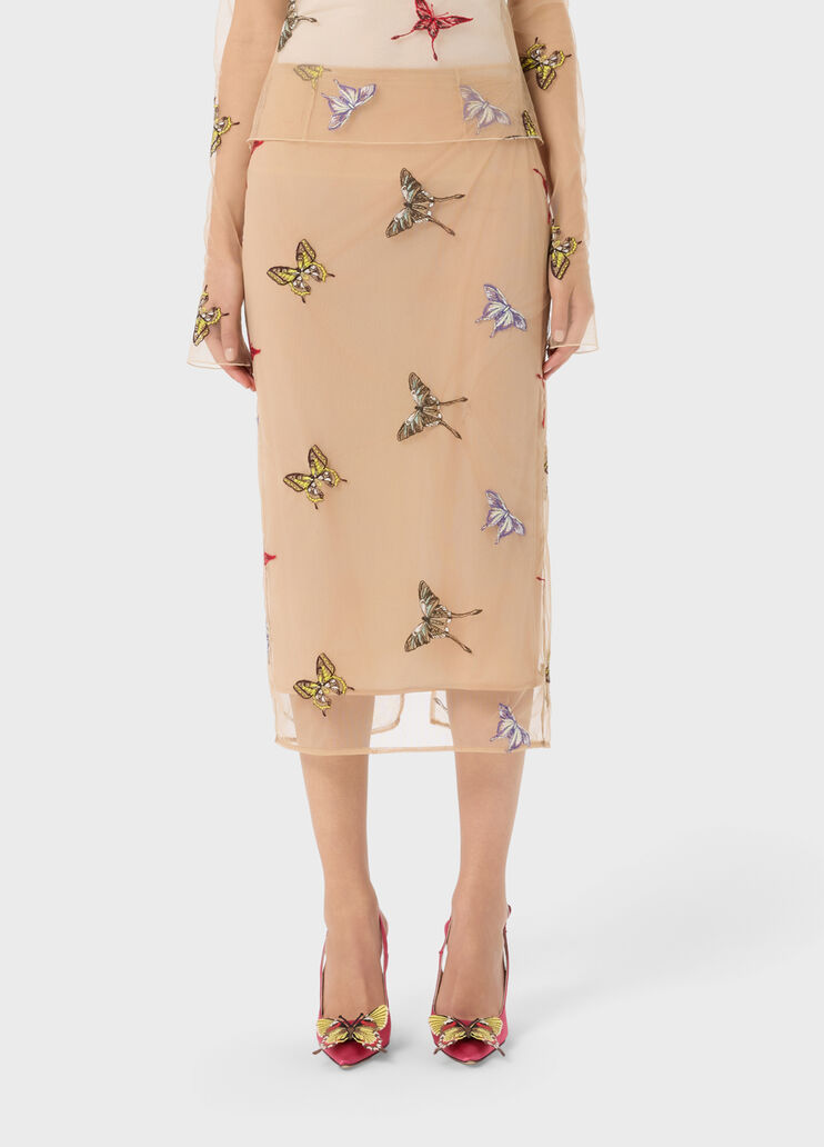 Falda midi de tul con bordado  Blumarine - medium