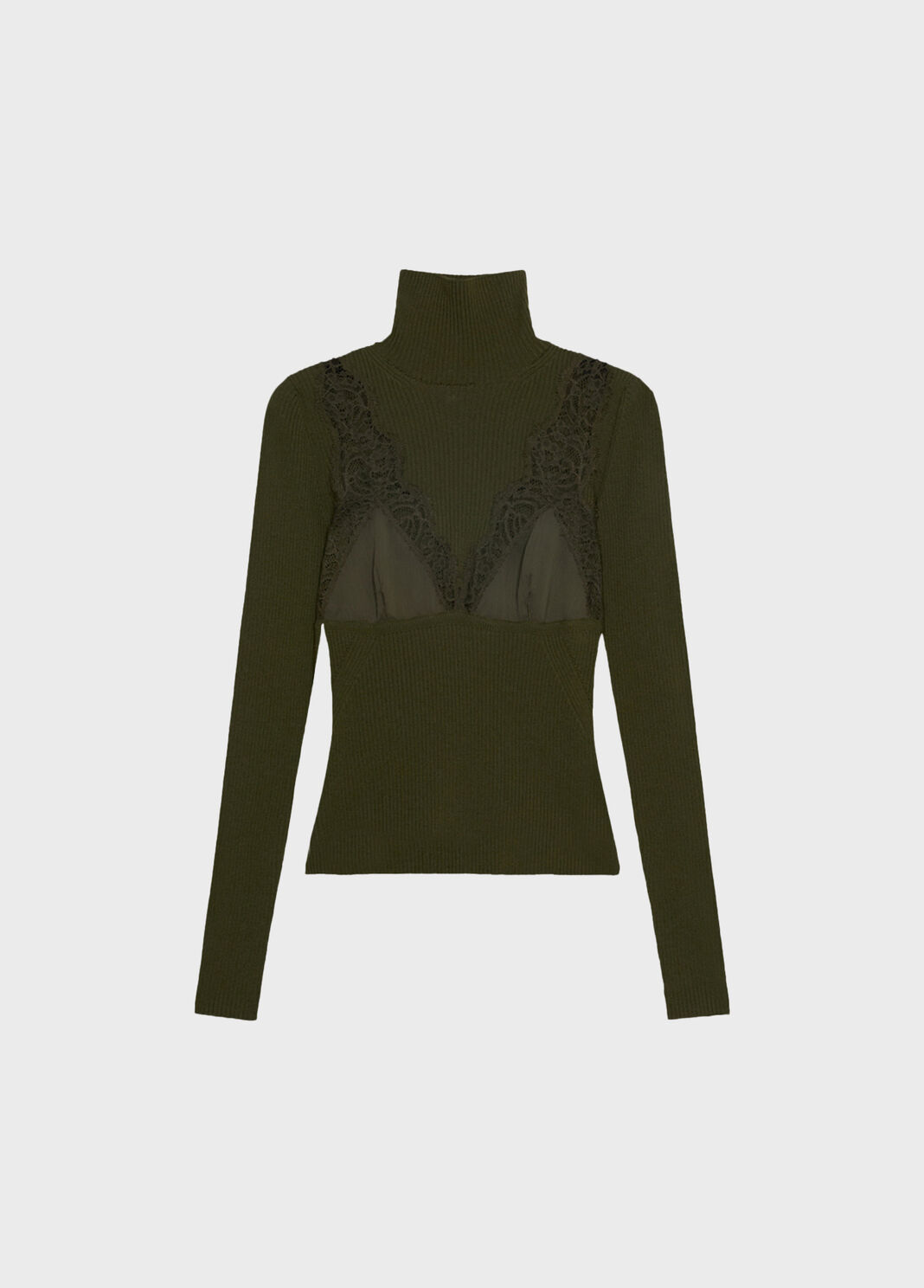 Maglia in costina stretch con inserti in pizzo e raso  Blumarine - large image number 4