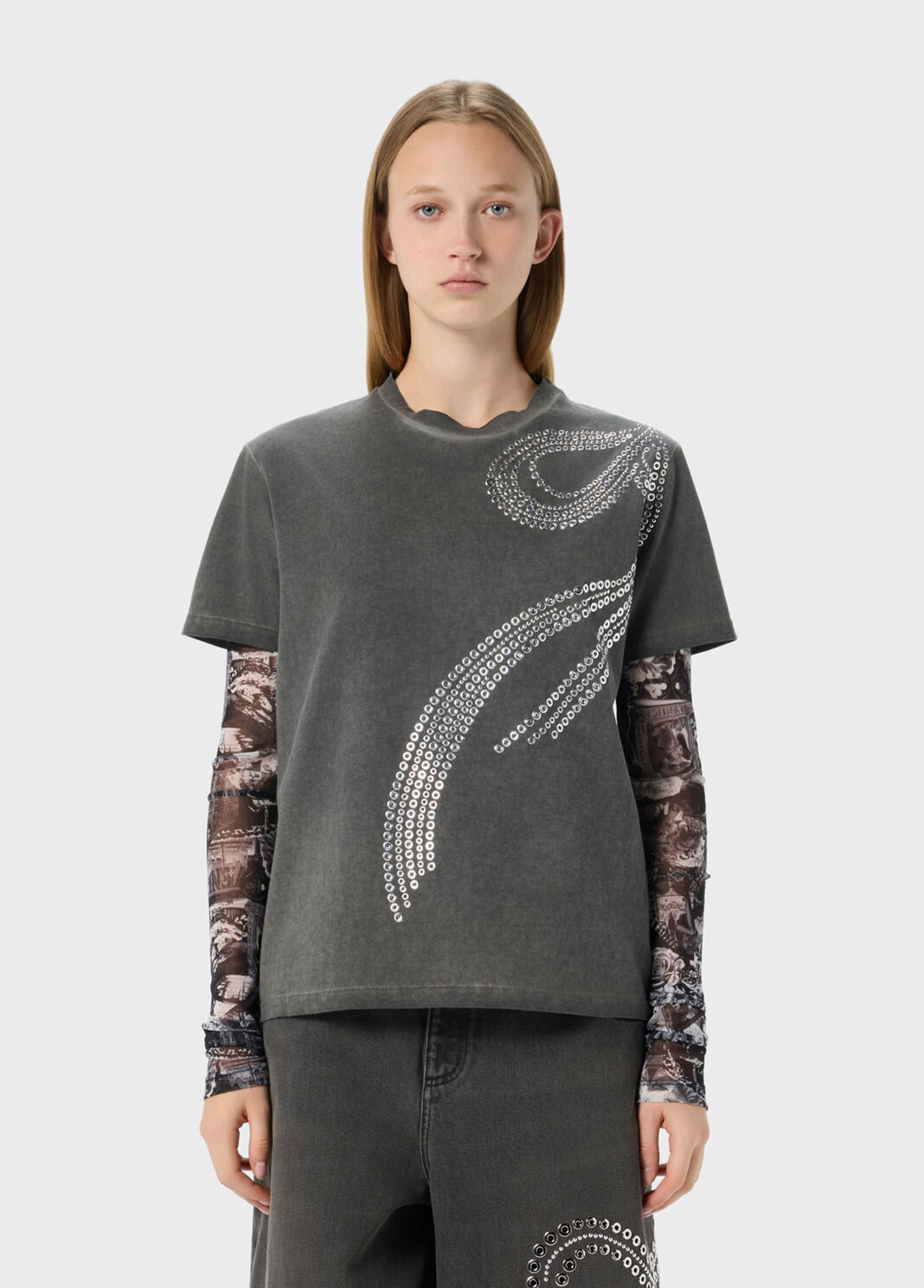 T-shirt in jersey con borchie e occhielli  Blumarine - large image number 0