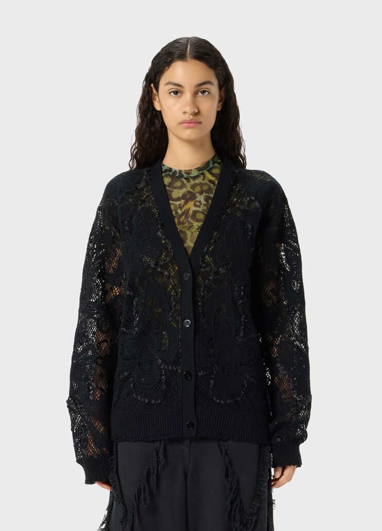 Spitzenstrick-Cardigan mit Schmetterlingen und Satinbesatz  Blumarine - medium
