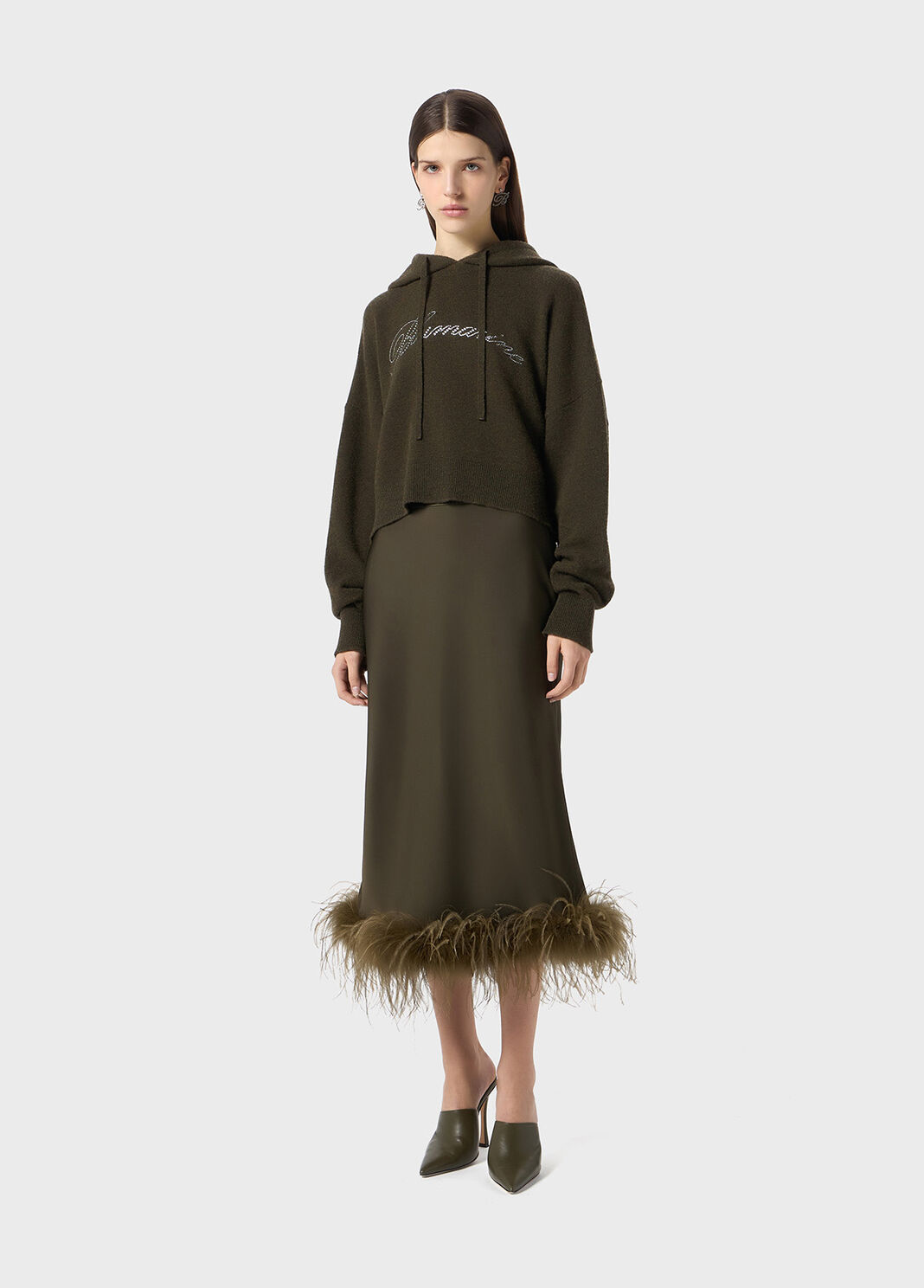 Wool hooded sweater with rhinestone logo  Blumarine - large image number 3