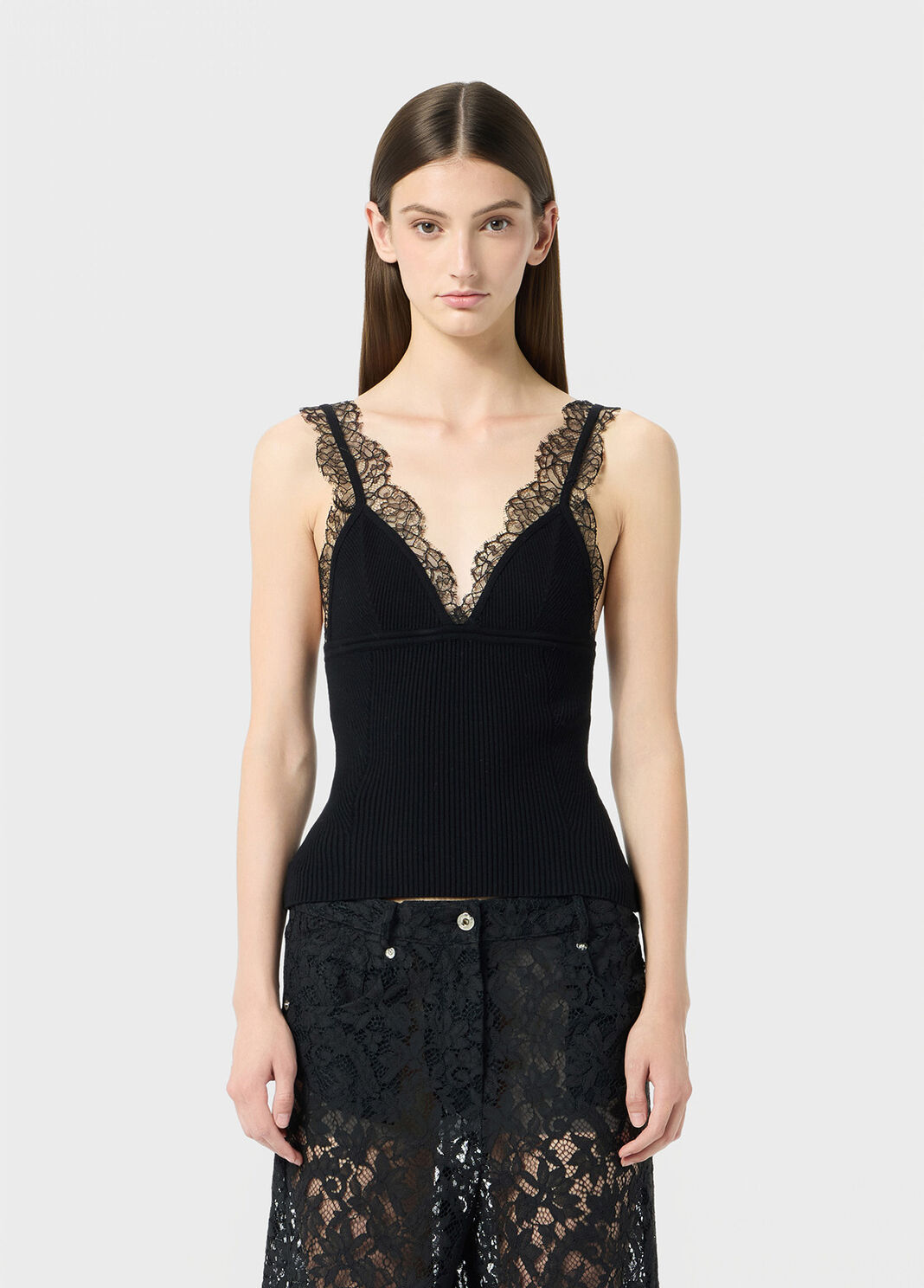 Ribbed top with lace appliqu&eacute;  Blumarine - large image number 0