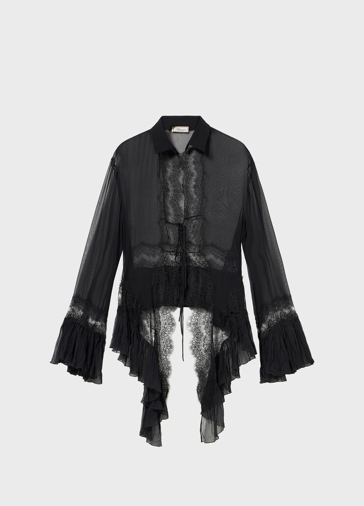 Georgette shirt with lace and pleated ruffle  Blumarine - medium