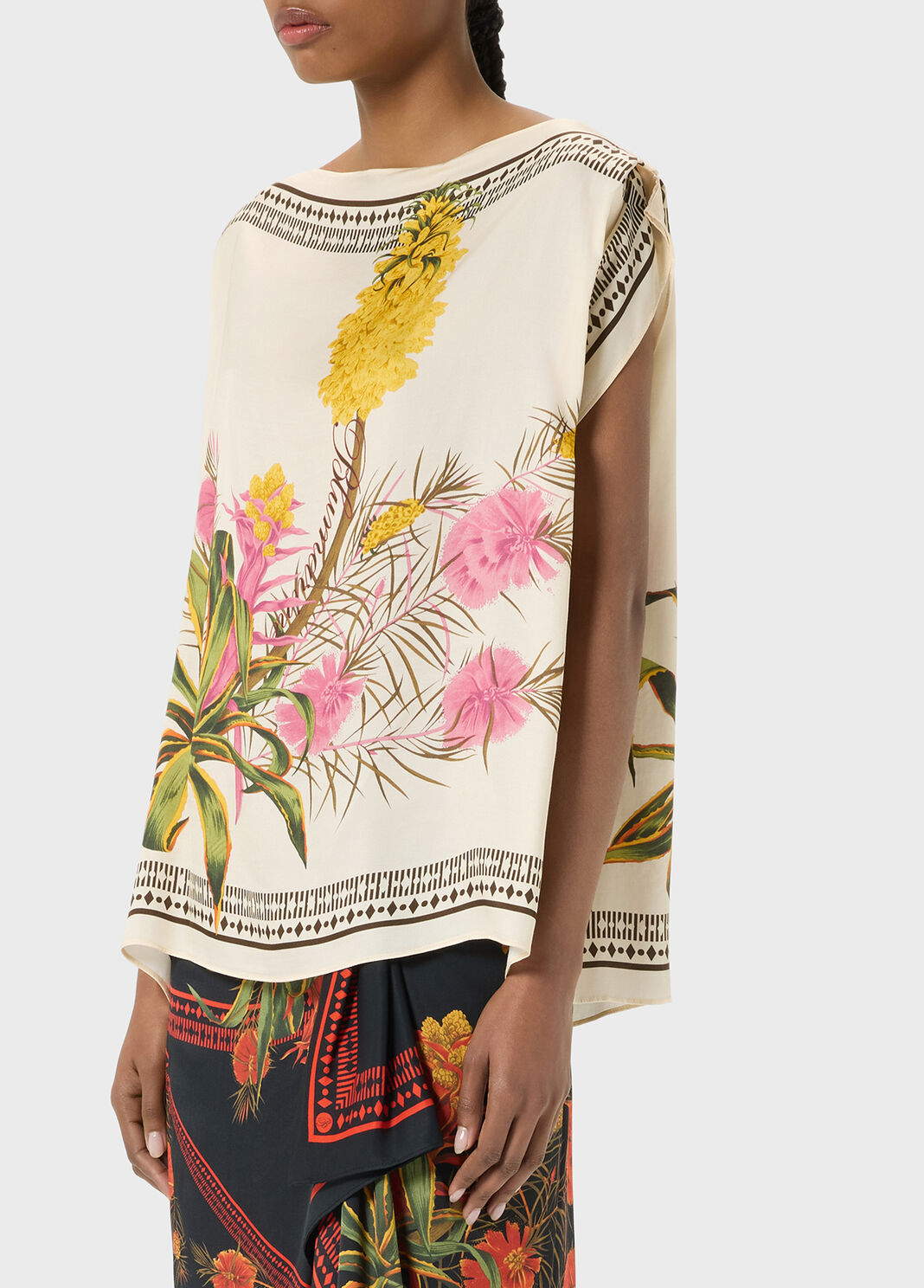 Asymmetrical printed viscose twill top  Blumarine - large image number 2