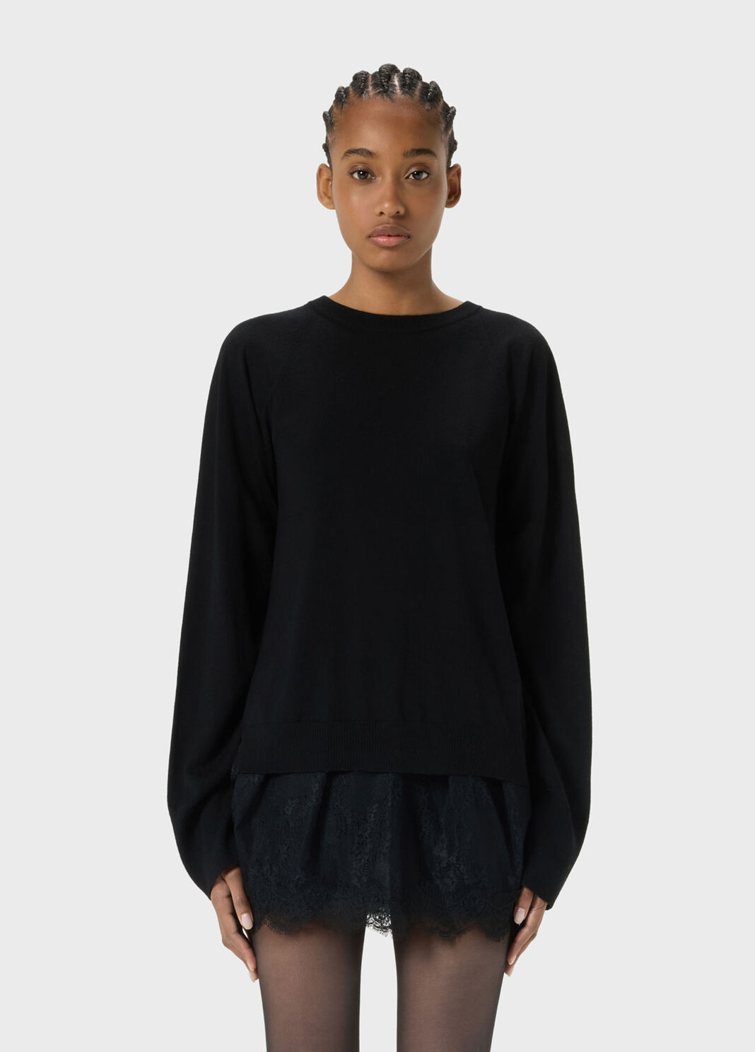 Wool jumper with pleated tulle back  Blumarine - large image number 0