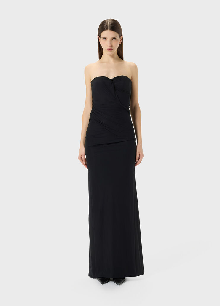 Robe longue en jersey avec corsage cintr&eacute; et fronces  Blumarine - medium