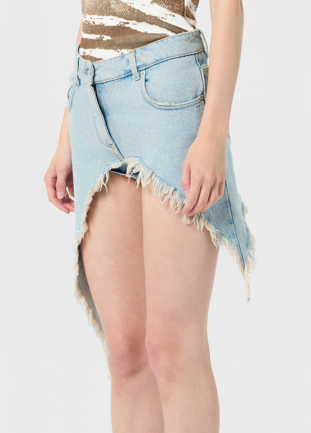 Asymmetrical frayed denim trouser-skirt  Blumarine - large image number 2