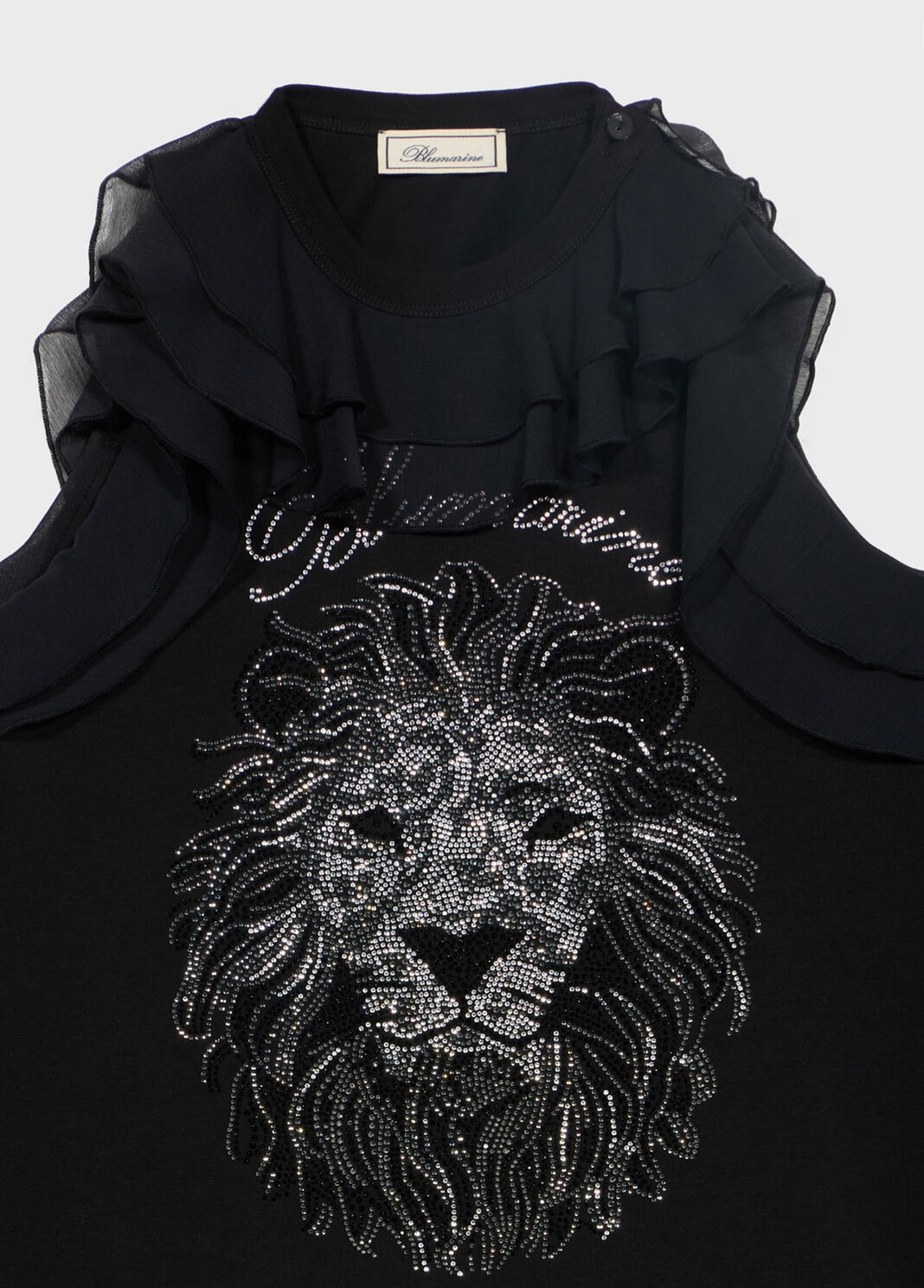 T-Shirt aus Jersey mit Volant, Logo und Strassstickerei  Blumarine - large image number 6