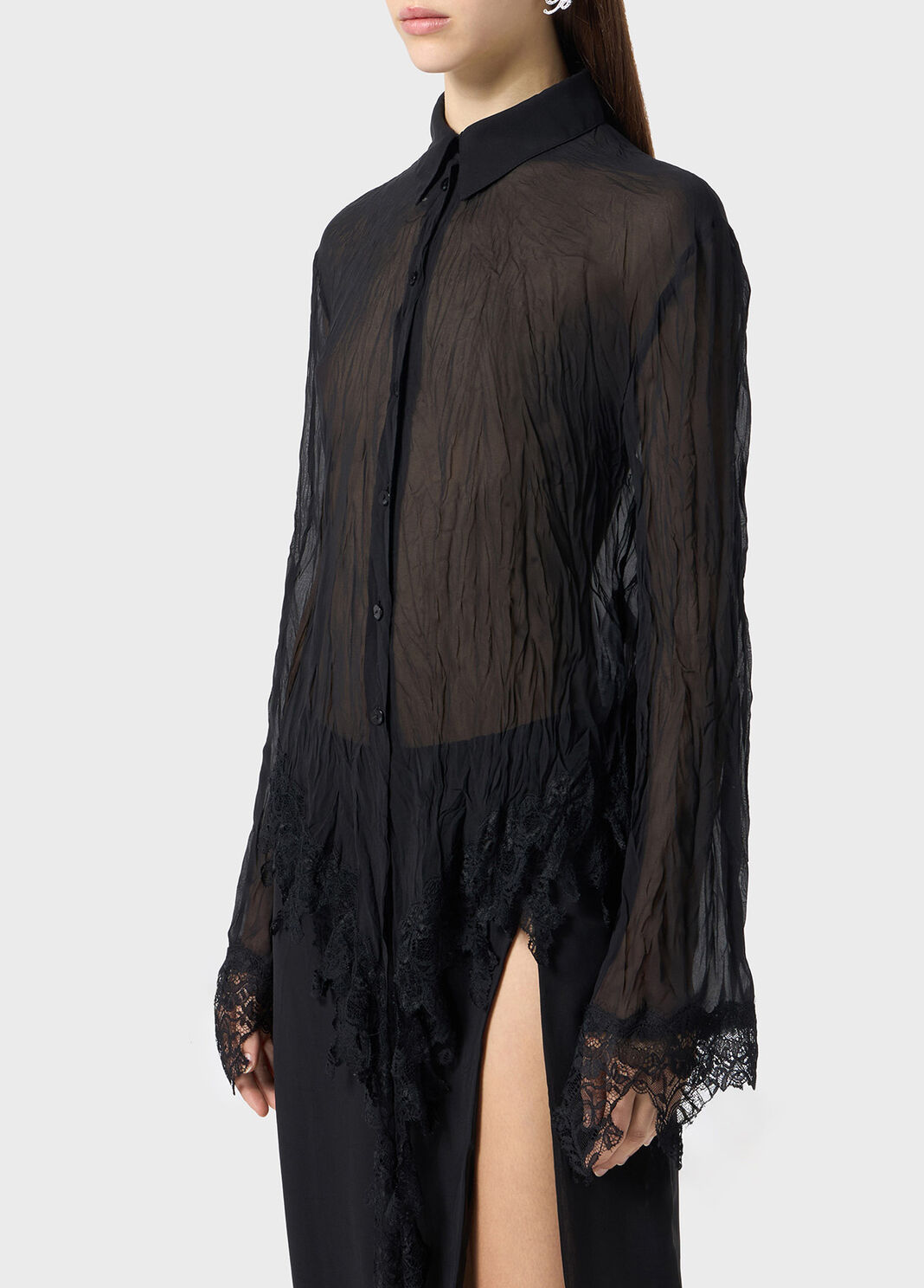 Chiffon-hemd mit volant aus spitze  Blumarine - large image number 2