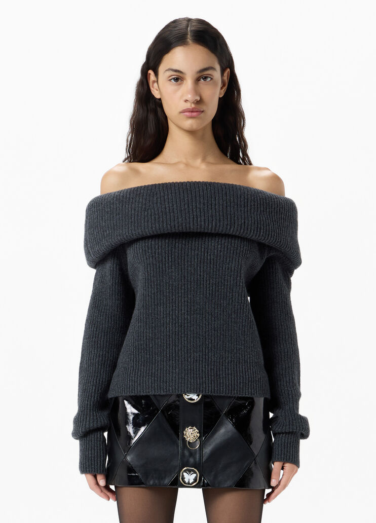 Pull &eacute;paules d&eacute;nud&eacute;es en laine c&ocirc;tel&eacute;e  Blumarine - medium