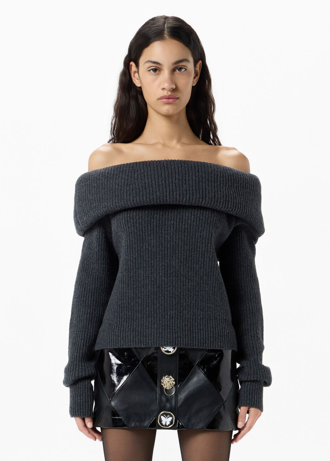 Off-the-shoulder ribbed wool sweater  Blumarine - large image number 0