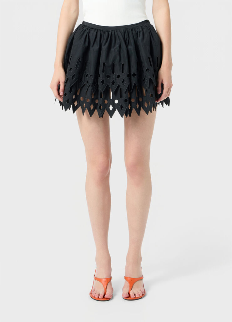 Short taffeta skirt with ruffle and embroidery  Blumarine - large image number 0