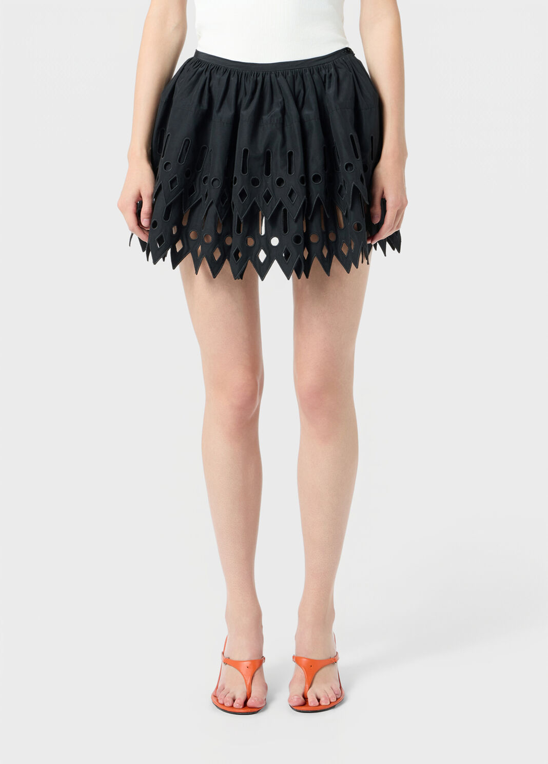 Short taffeta skirt with ruffle and embroidery  Blumarine - large image number 0