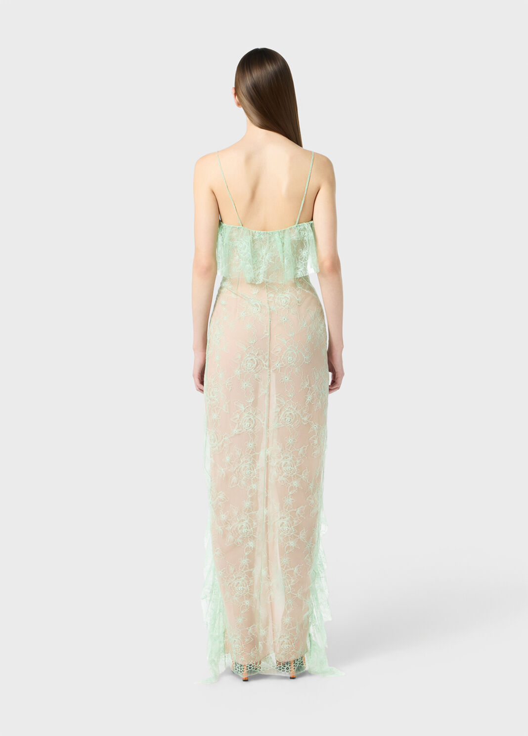 Long lace dress with flounce and slit  Blumarine - large image number 1