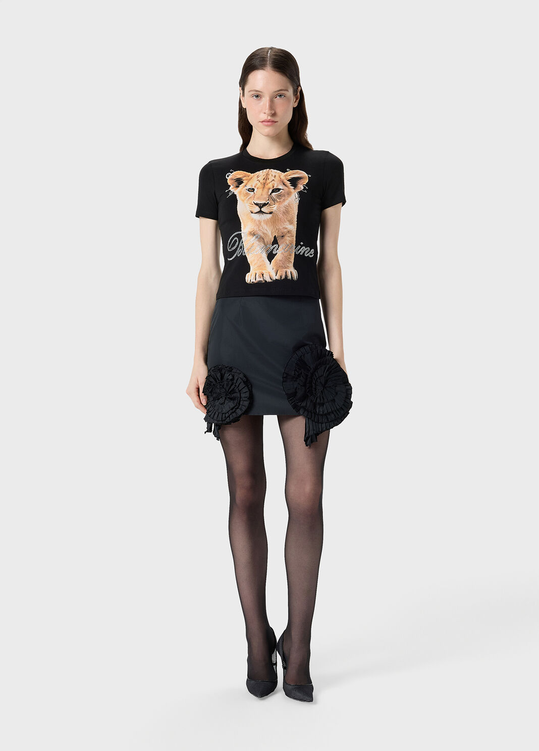 Kurzer Rock aus Taft mit 3D-Rosen  Blumarine - large image number 3