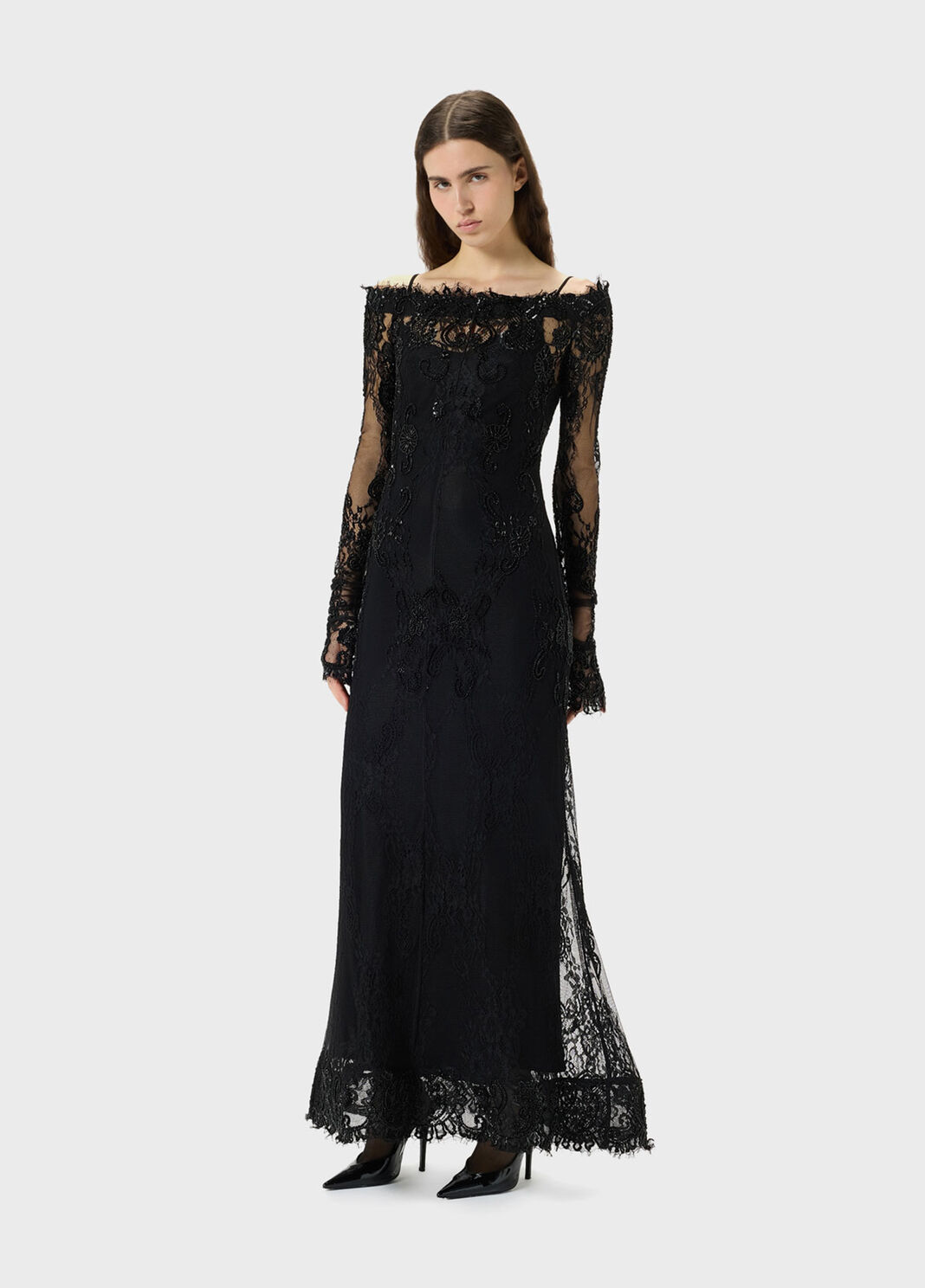 Long stretch lace dress with embroidery  Blumarine - large image number 3