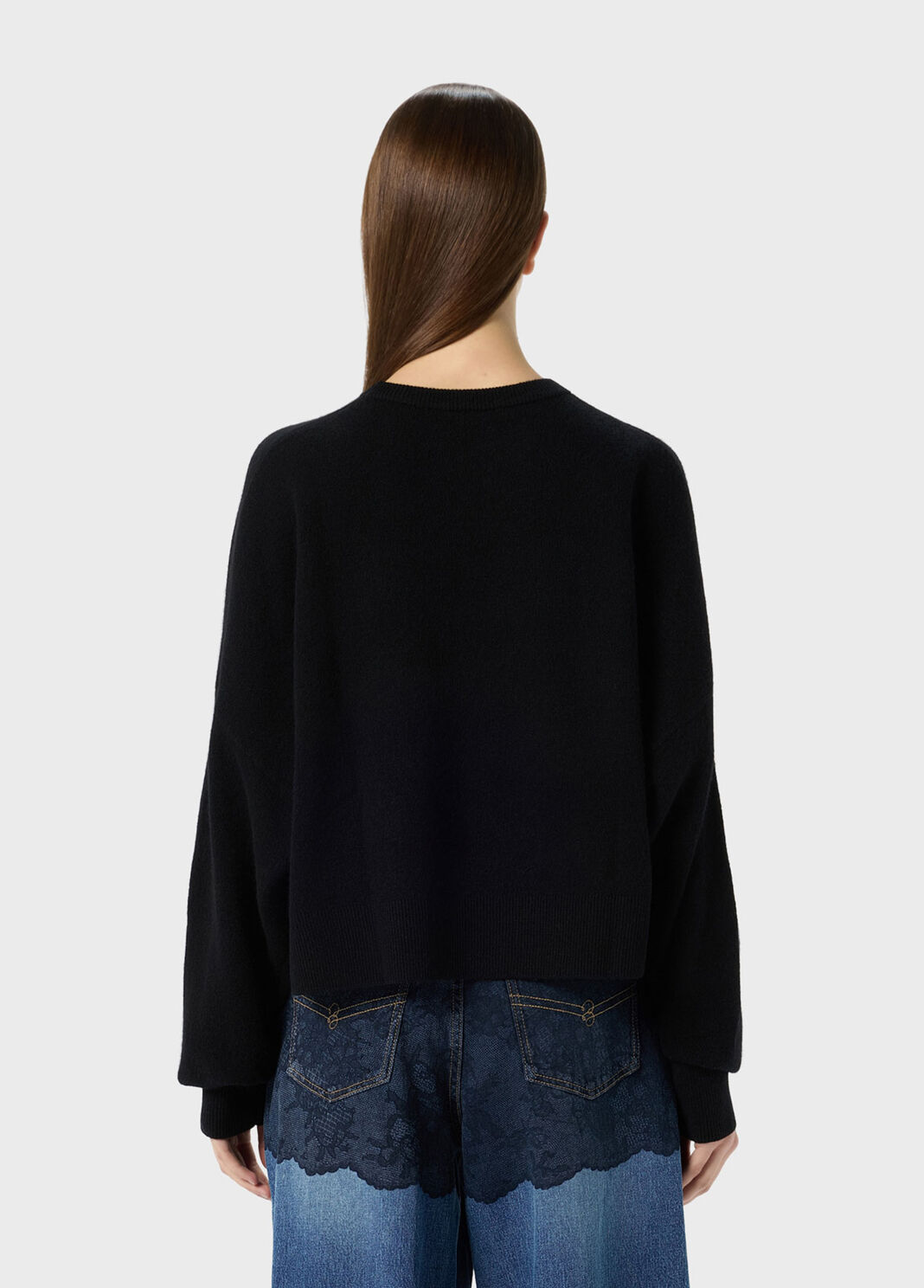 Wool jumper with rhinestone-detailed logo embroidery  Blumarine - large image number 1