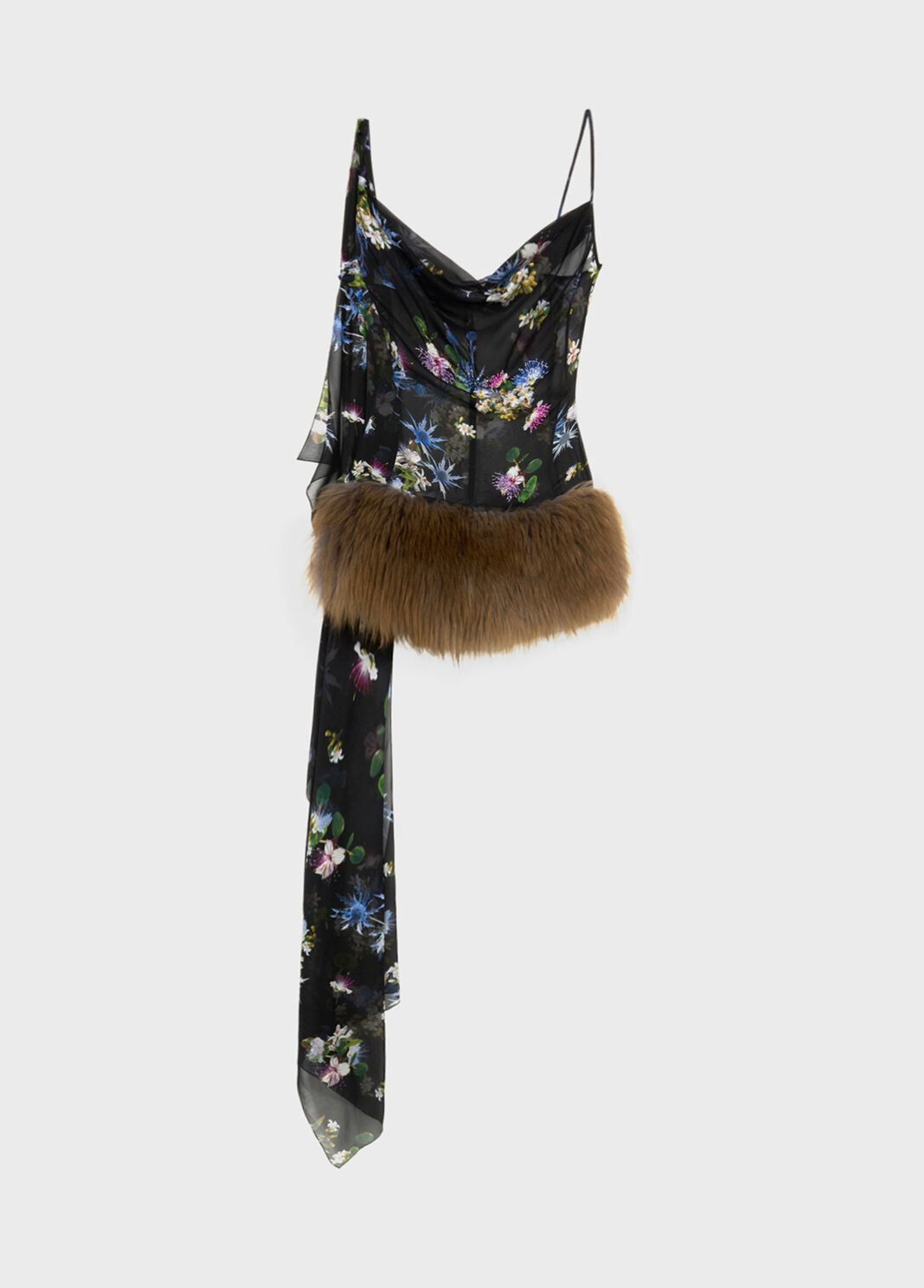 Chiffon dress with fur lining  Blumarine - large image number 4