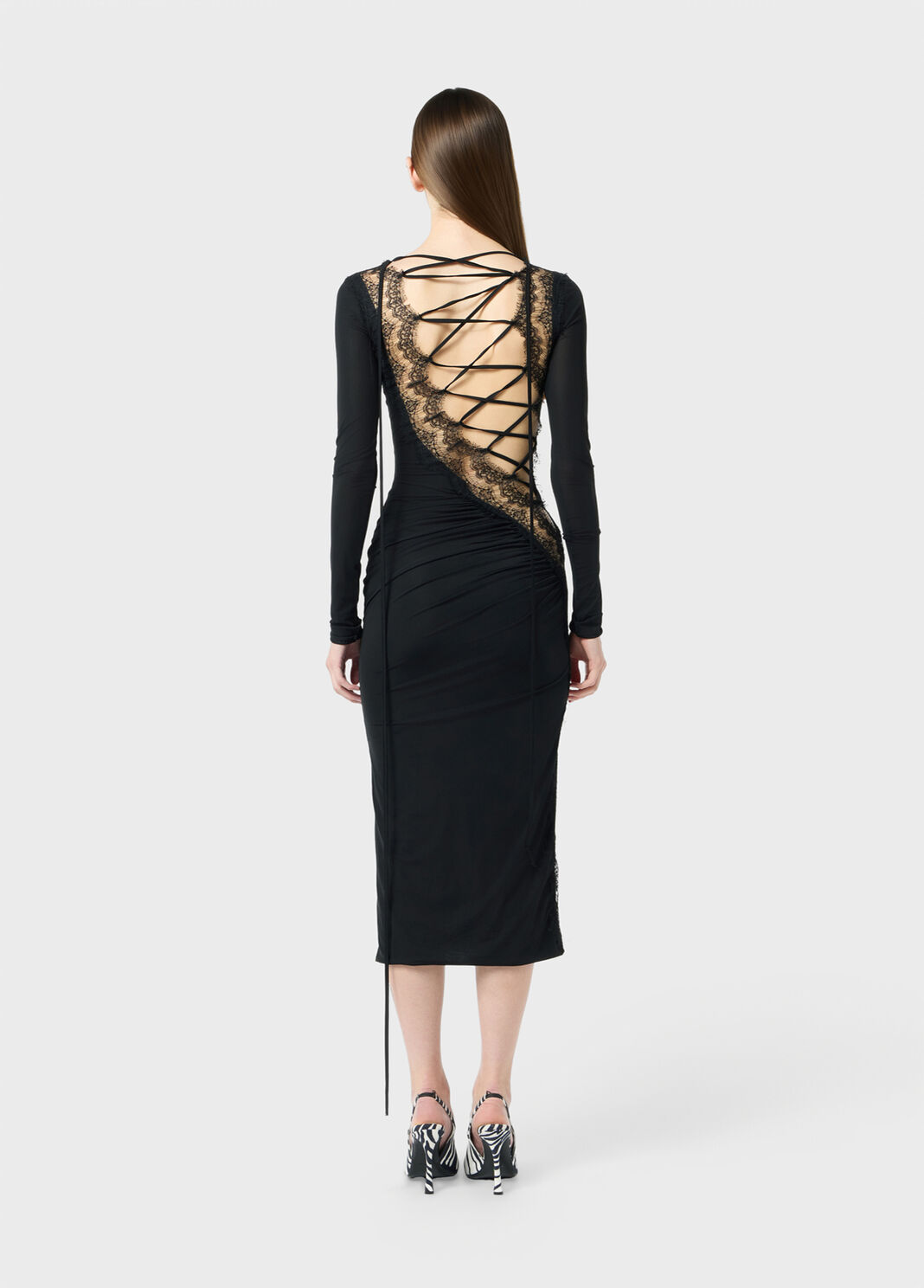 Jersey midi dress with scalloped lace inserts  Blumarine - large image number 1