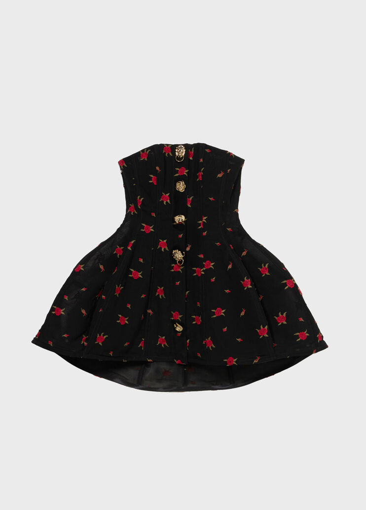Short dress with rose embroidery and bejewelled buttons  Blumarine - medium