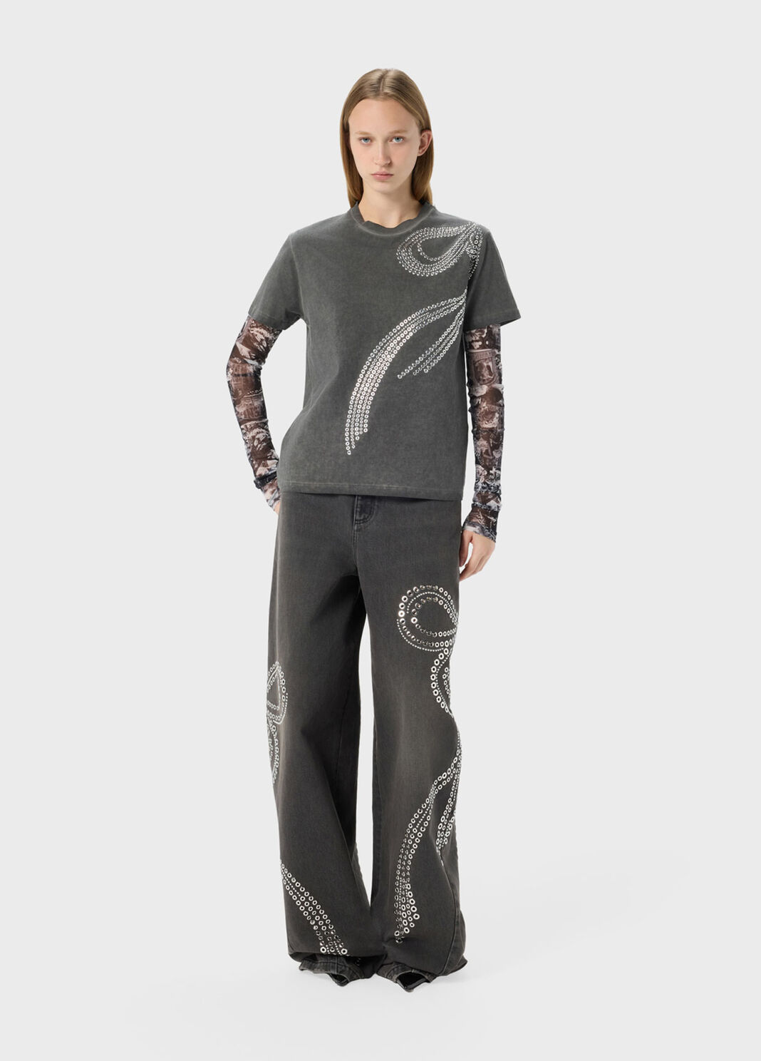 T-shirt in jersey con borchie e occhielli  Blumarine - large image number 3