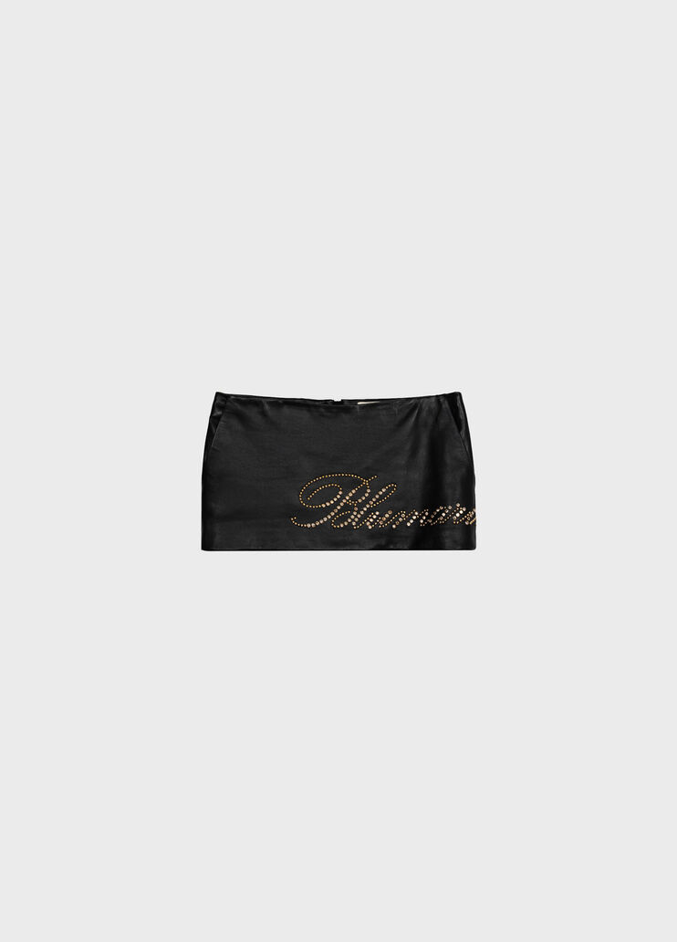 Short nappa leather skirt with embroidered logo  Blumarine - medium