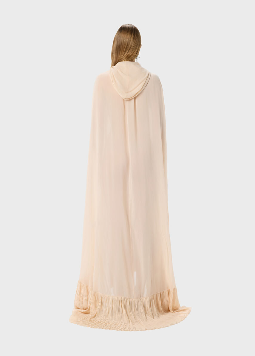 Georgette cape with hood and pleated ruffle - Blumarine