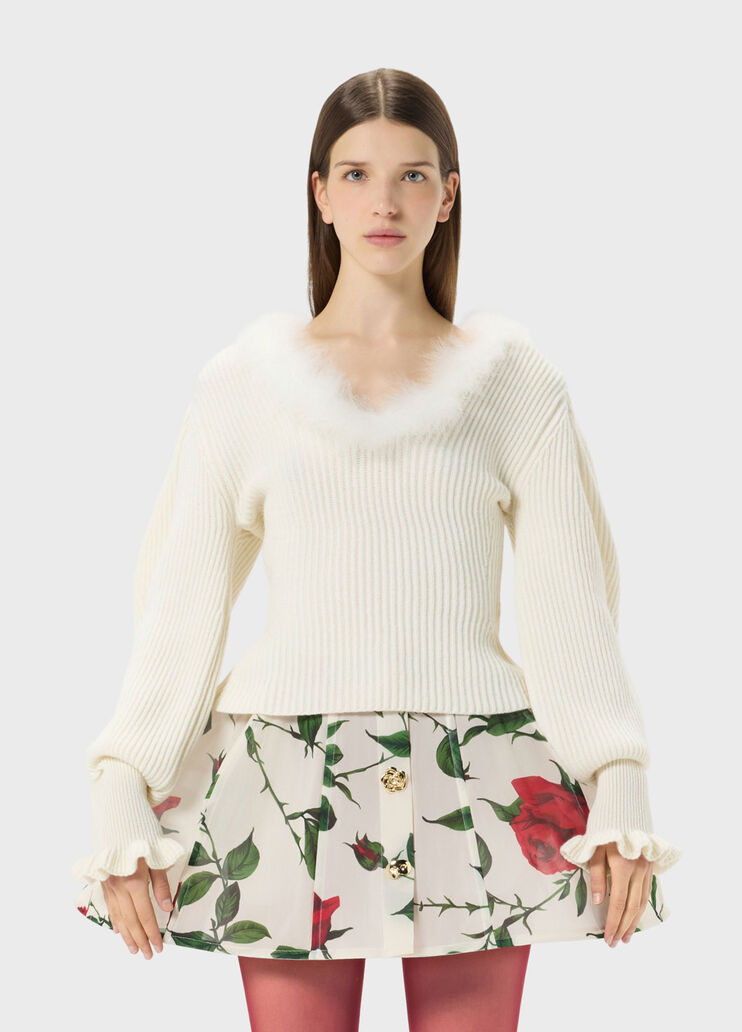 Wool jumper with fur-trimmed neckline  Blumarine - medium