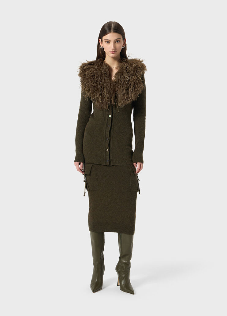 Wool cardigan with feather collar  Blumarine - large image number 3