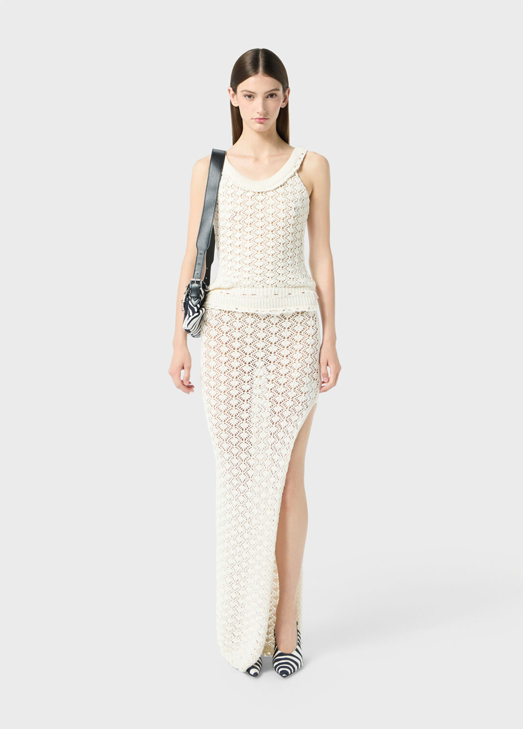 Long lace-stitch knit skirt with slit  Blumarine - large image number 3