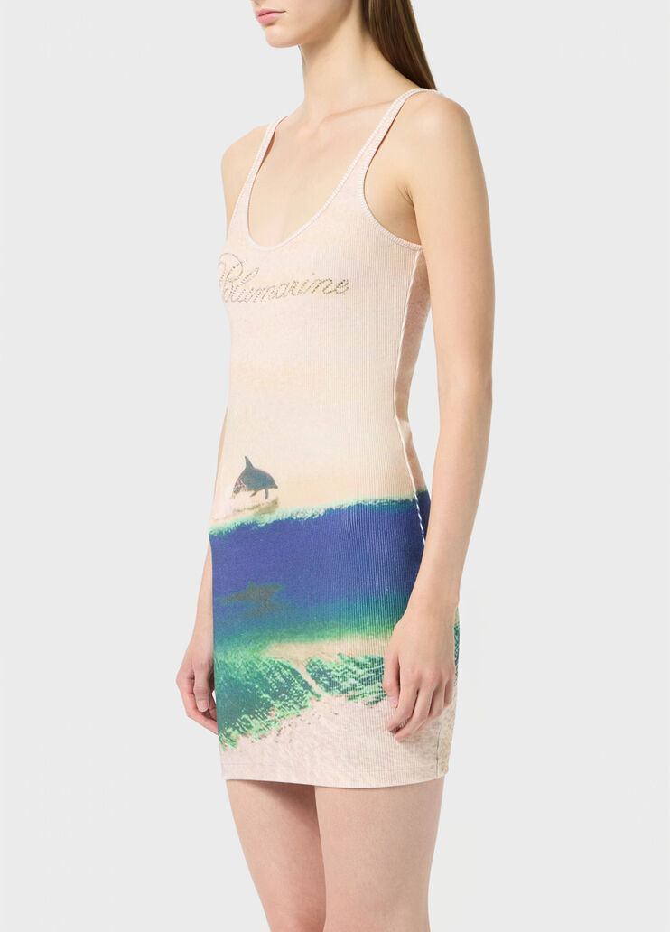 Short ribbed dress with digital print  Blumarine - large image number 2