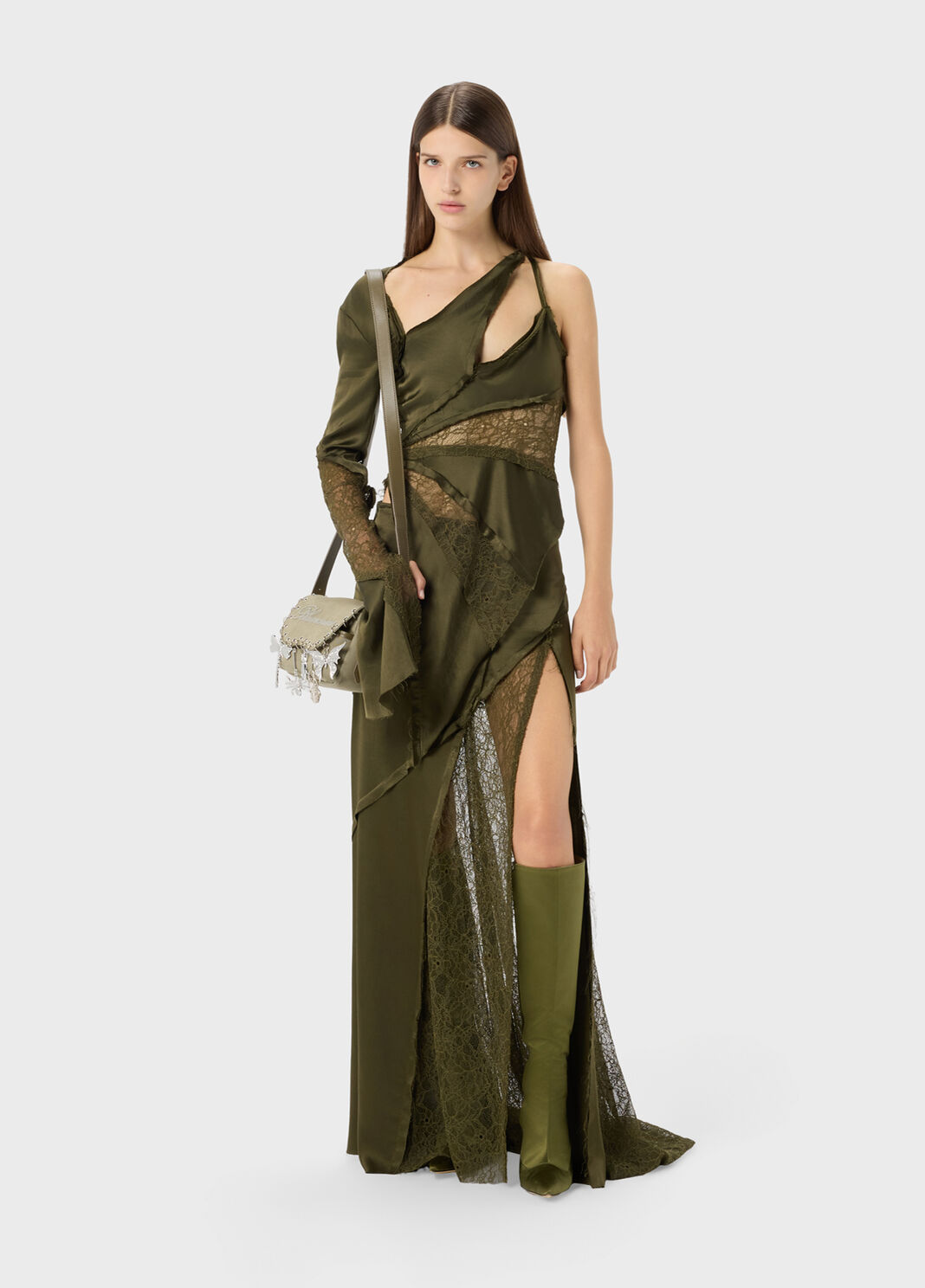 Asymmetric satin and Chantilly lace top  Blumarine - large image number 3