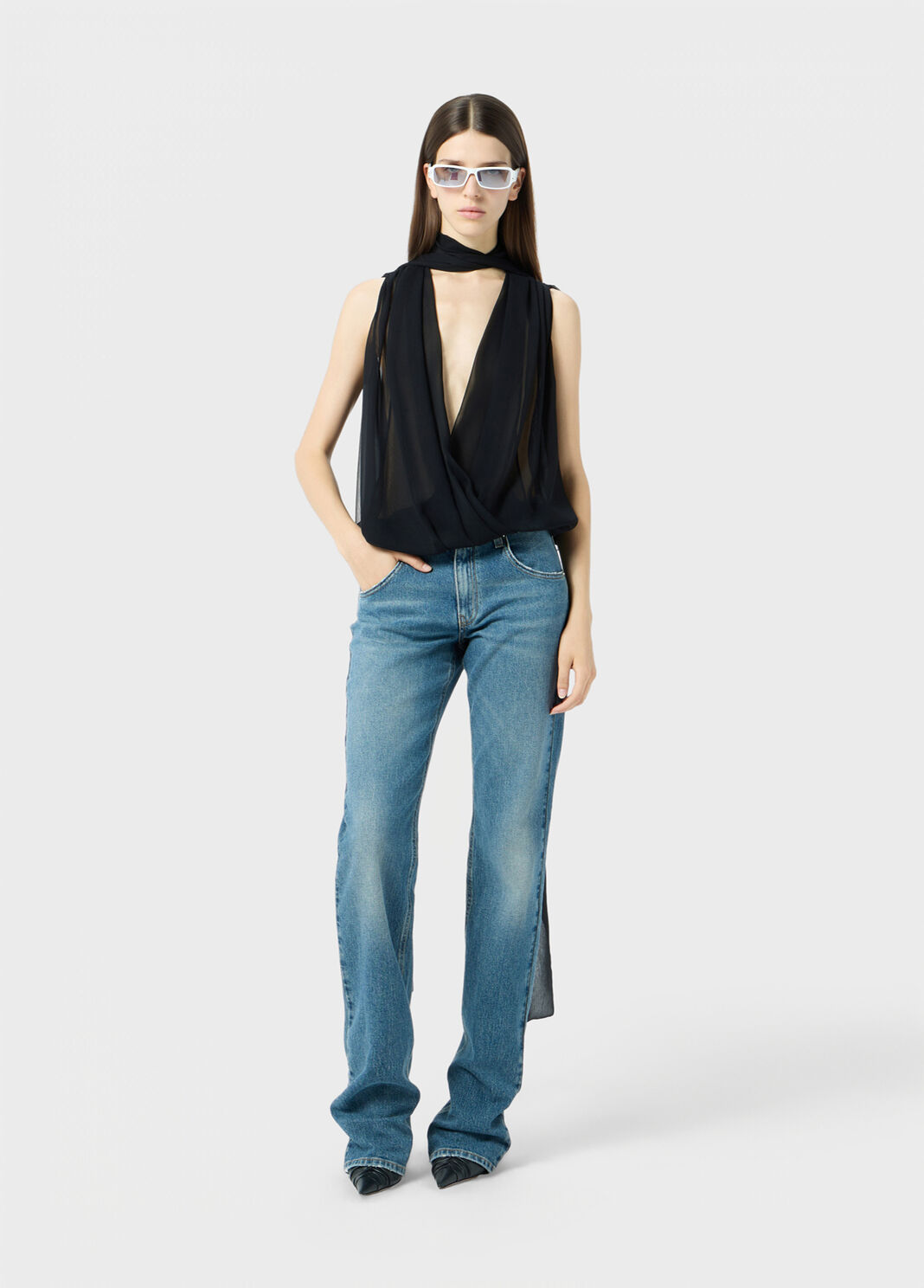 Georgette wrap top with pussy-bow  Blumarine - large image number 3