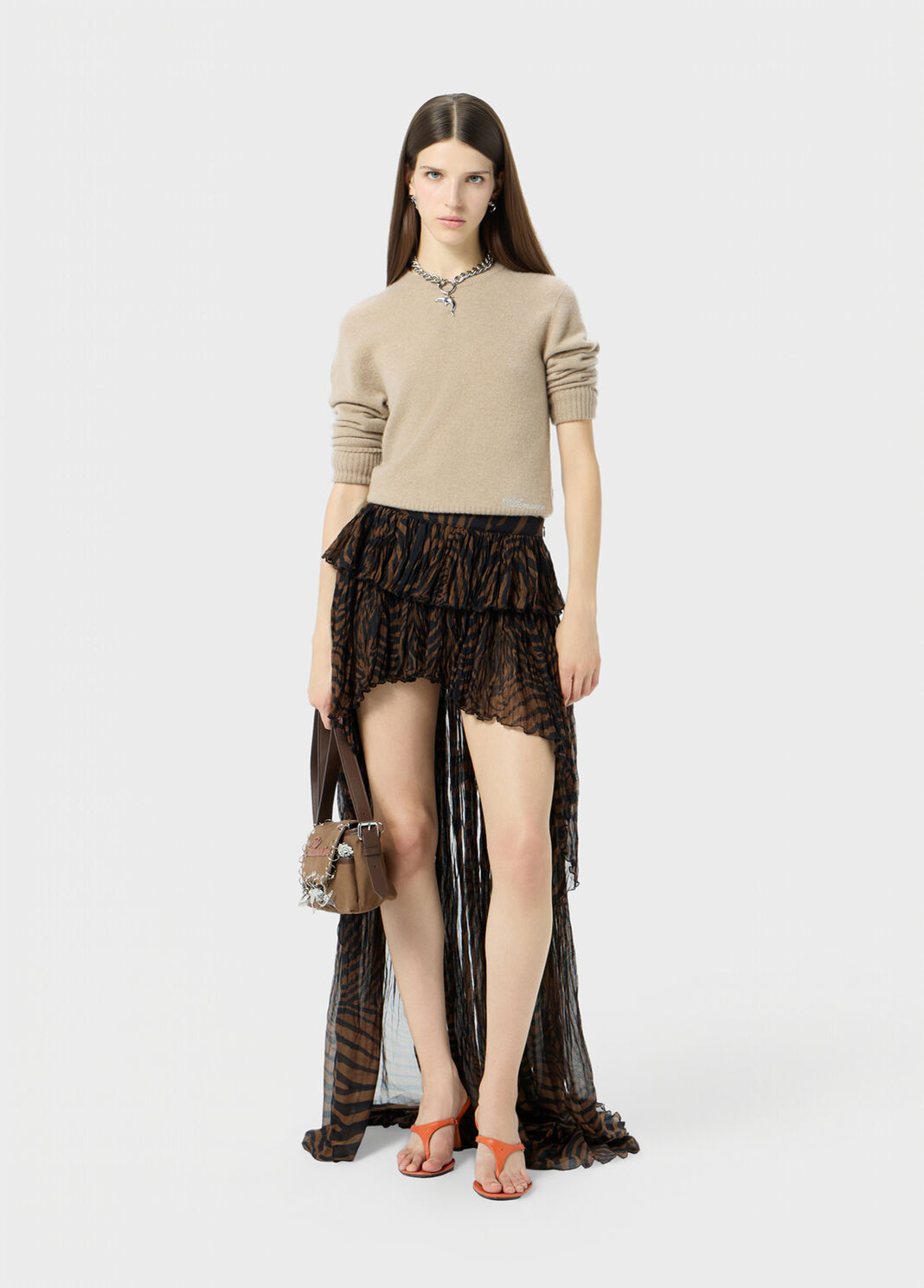 Asymmetrical printed chiffon skirt with ruffle  Blumarine - large image number 3