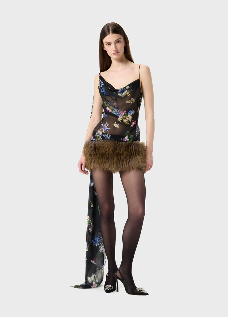 Chiffon dress with fur lining  Blumarine - large image number 3