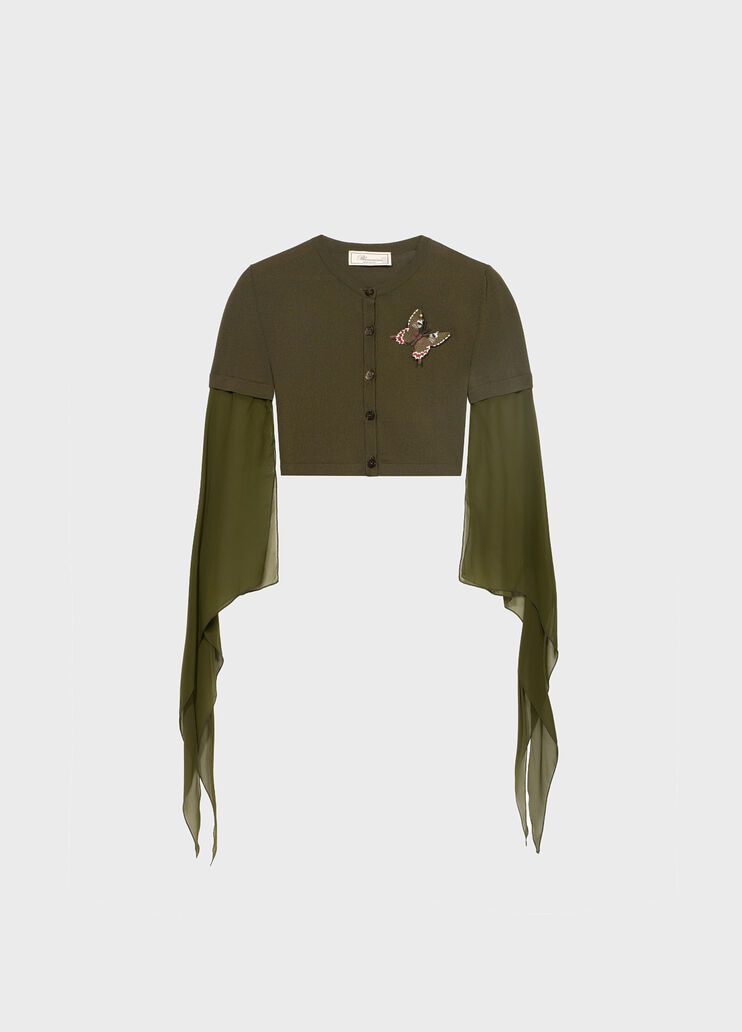 Cardigan with embroidery and georgette sleeves  Blumarine - medium