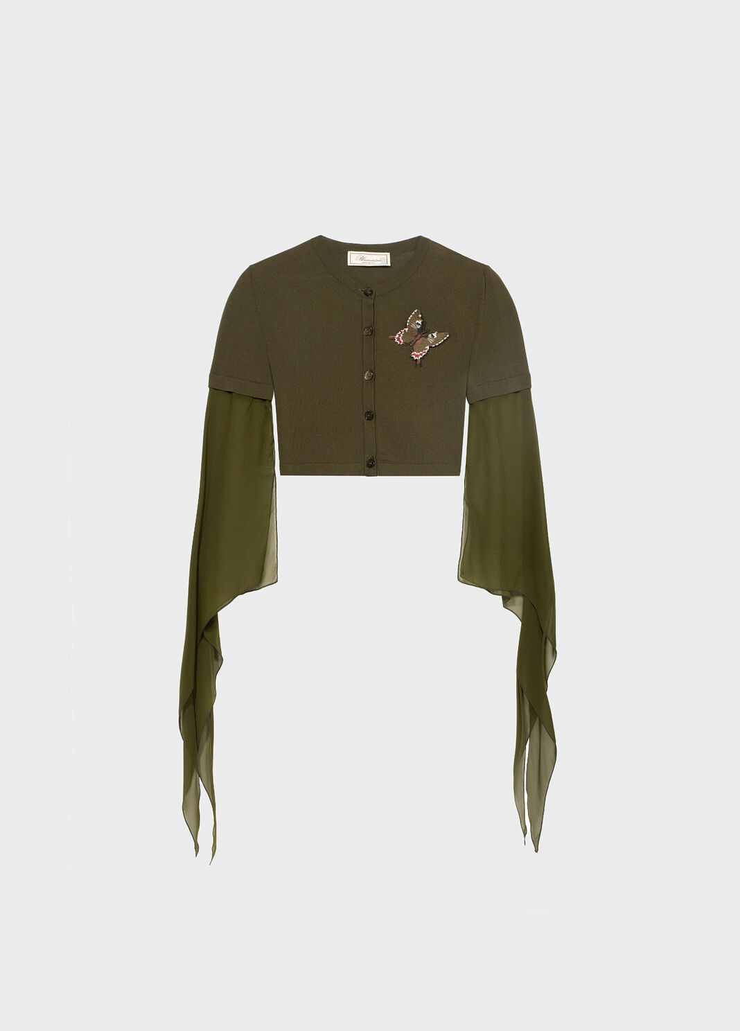 Cardigan with embroidery and georgette sleeves  Blumarine - large image number 4