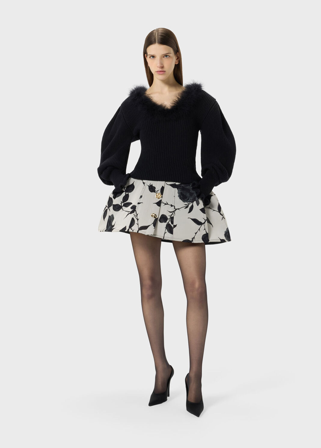 Wool jumper with fur-trimmed neckline  Blumarine - large image number 3