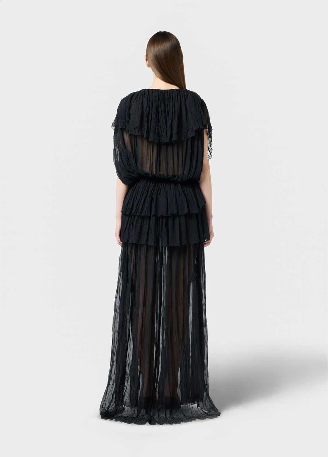 Long pleated georgette dress with lace insert  Blumarine - large image number 1