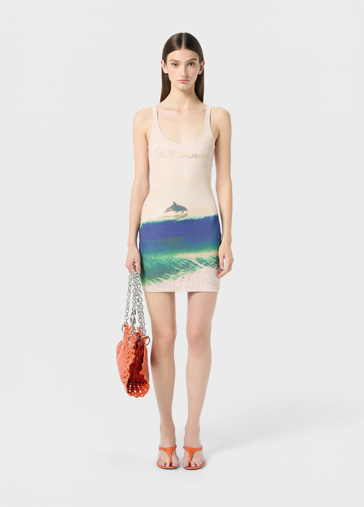 Short ribbed dress with digital print  Blumarine - large image number 3