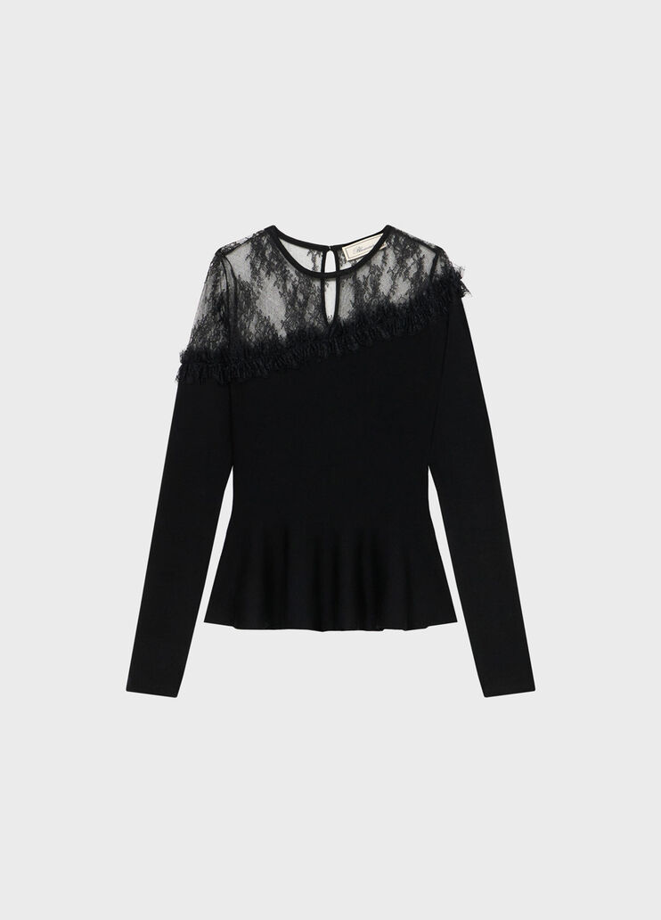 Wool jumper with tulle yoke  Blumarine - medium