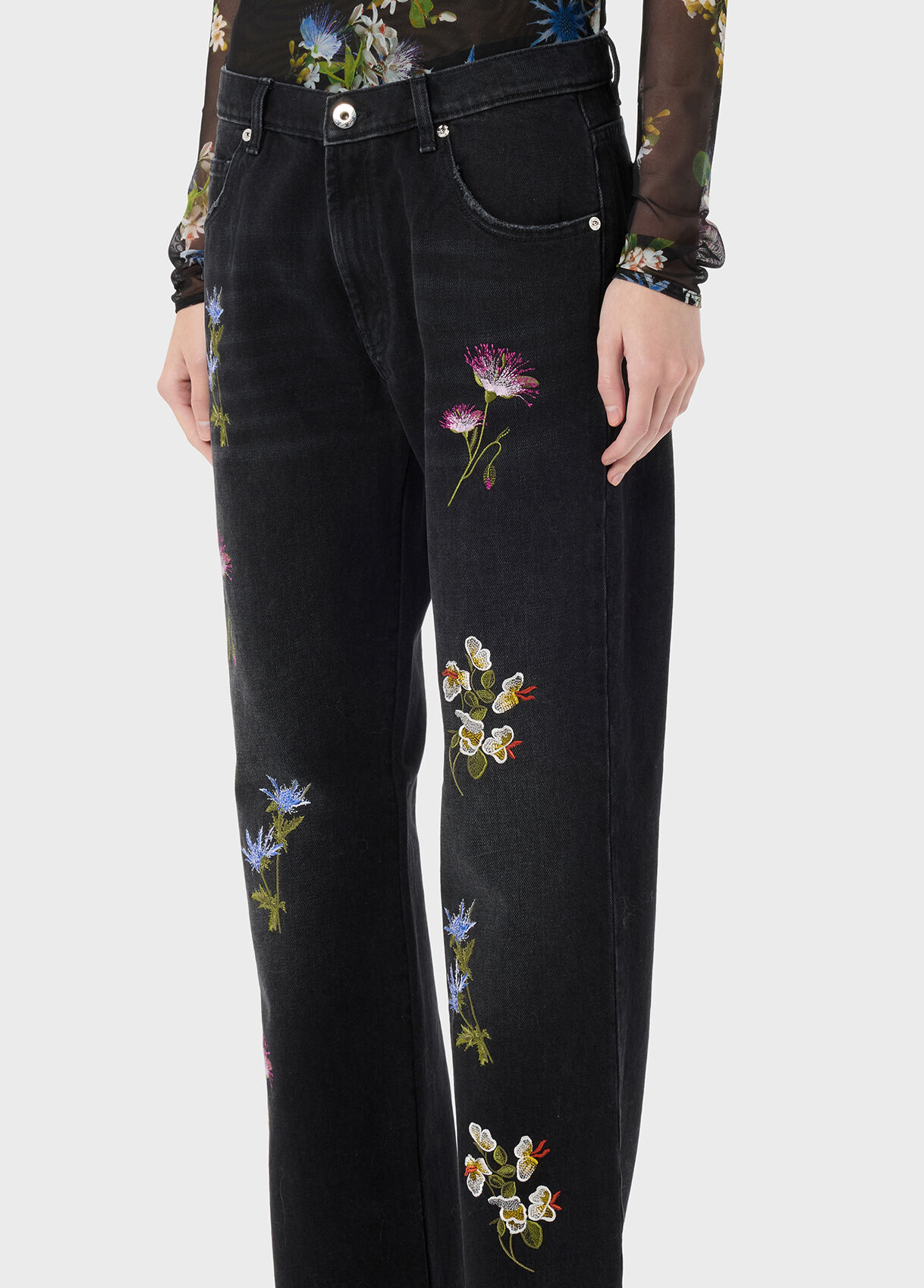Jeans with flower embroidery - Blumarine