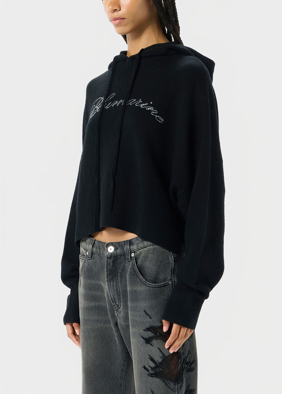 Wool sweatshirt with rhinestone embroidery  Blumarine - large image number 2