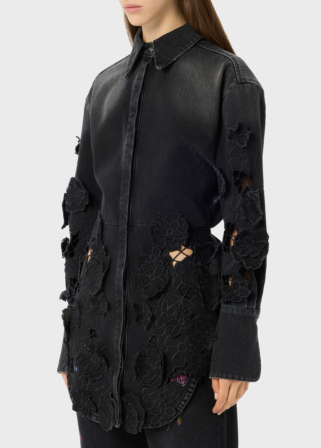 Denim shirt with inset embroidery  Blumarine - large image number 2